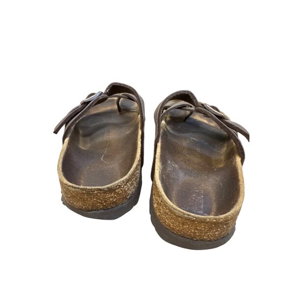 Birkenstock Womens Brown Leather Slip Sandals Size 6 SKU 8196 - Picture 7 of 10